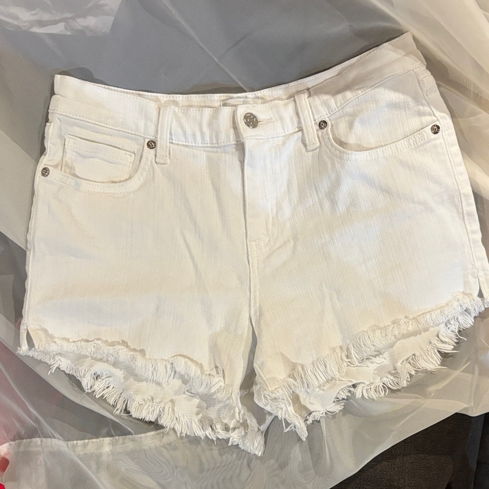 A31. Pistola White Frayed Stretch Denim Jean Shorts